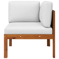 Corner Sofa Cream White Solid Acacia Wood, Rope Medium Modular