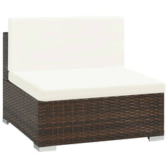 Patio Sofa Set Set of 7 Brown, Cream white