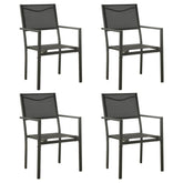 Garden Chair Set of 4 Black and Anthracite