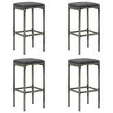 Bar Stool Set of 4 Grey PE Rattan Standard Footrest