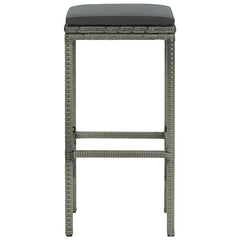 Bar Stool Set of 4 Grey PE Rattan Standard Footrest