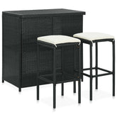 Bar Set Black, Cream White PE rattan, steel, polyester Compact