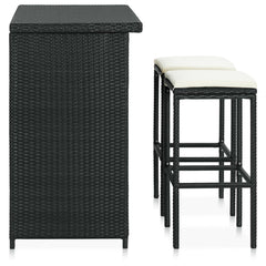 Bar Set Black, Cream White PE rattan, steel, polyester Compact