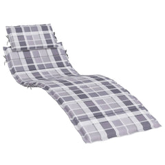 Sun Lounger Cushion Grey Check Pattern Oxford fabric (100% polyester)