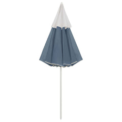 Blue and white UV-protective beach parasol with 118.1-inch diameter canopy.