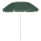 Green UV protective beach parasol with 118-inch canopy and white pole.