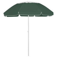 Green UV protective beach parasol with 118-inch canopy and white pole.