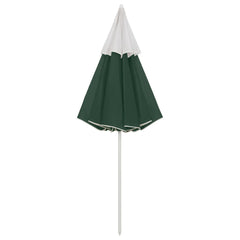 Green and white UV protective beach parasol with 118-inch canopy on a white pole.