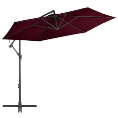 Cantilever Garden Parasol Bordeaux Red Polyester, Metal Large