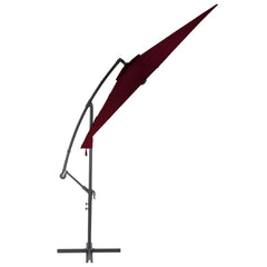 Bordeaux red cantilever garden parasol with aluminum frame and 118-inch canopy