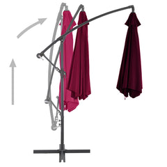 Cantilever Garden Parasol Bordeaux Red Polyester, Metal Large