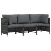 Garden Sofa Grey PE rattan, steel, polyester 3-Seater