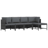 Garden Lounge Set Grey, Anthracite PE Rattan, Steel, Polyester