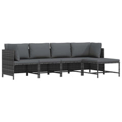 Garden Lounge Set Grey, Anthracite PE Rattan, Steel, Polyester