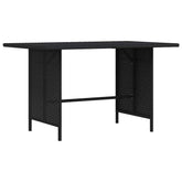 Dining Table Black PE rattan, Powder-Coated Steel Medium Durable