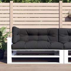 Black 3-piece pallet cushion set with water-resistant polyester and soft filling for comfort.