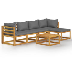 Garden Lounge Set Dark grey, Natural wood