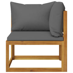 Garden Lounge Set Dark grey, Natural wood
