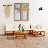 Garden Lounge Set Cream, Natural Wood