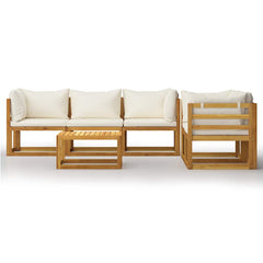 Garden Lounge Set Cream Solid Acacia Wood Modular