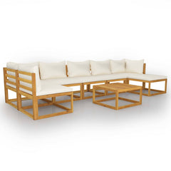 Garden Lounge Set Cream Solid acacia wood with an oiled finish