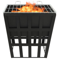 Bostome 2-in-1 Steel Fire Pit and BBQ Grill in charcoal black with a deep bowl and cooking grid.