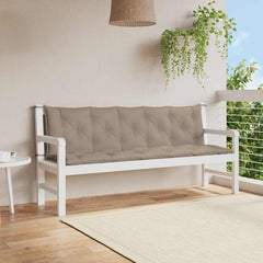 Taupe Bostome garden bench cushion in Oxford fabric, sized 70.9x39.4x2.8 inches.