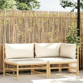 Garden Lounge Set Cream White Bamboo Medium Modular
