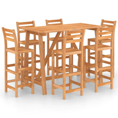 Outdoor Bar Set Natural Wood Solid Acacia Wood Medium