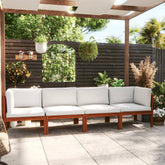 Garden Sofa Cream Solid Acacia wood 4-Seater Garden Sofa