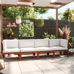 Garden Sofa Cream Solid Acacia wood 4-Seater Garden Sofa