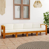 Wooden Garden Sofa Cream White Solid Acacia wood, 100% polyester