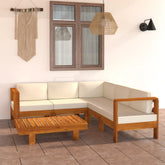 Wooden Lounge Set Cream White, Acacia Wood