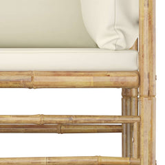 Garden Lounge Set Bamboo, Cream White 100% Polyester Large