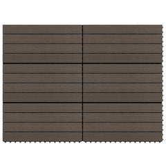 Decking Tile 6 pcs Dark Brown 23.62 x 11.81 in WPC