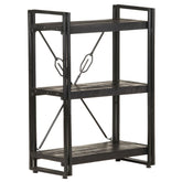 Bookcase Black Solid Mango Wood Medium Shelving Bookcase