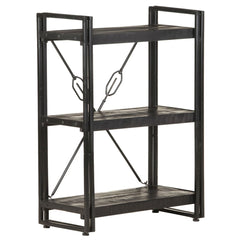 Bookcase Black Solid Mango Wood Medium Shelving Bookcase