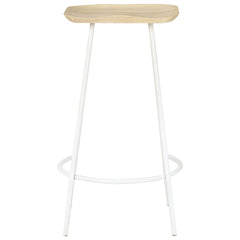 Bar Stool Set of 4 Bleached wood and white