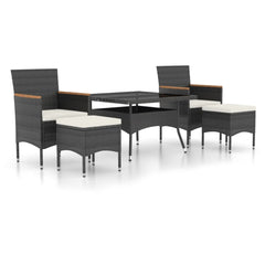Garden Dining Set Black Poly rattan Standard Removable Covers
