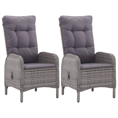 Garden Dining Set Grey Poly rattan, steel, glass, polyester 3-Piece