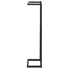 Black iron towel rack with four rungs, 37.4 inches tall.