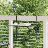Balcony Table Black Steel Medium Foldable Balcony Table