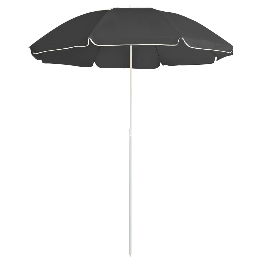 Anthracite garden parasol with steel pole and adjustable tilt, 70.9 inches wide canopy.