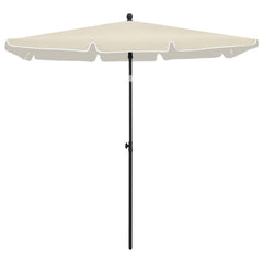 Bostome sand garden parasol with tilting black pole and beige UV-protective canopy