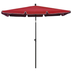 Bordeaux red garden parasol with steel pole and UV protective polyester canopy