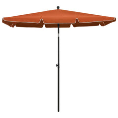 Terracotta Bostome garden parasol with tilting black pole, 82.7x55.1 inches.