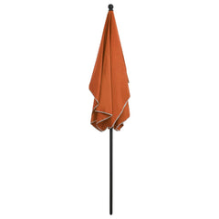 Terracotta Bostome garden parasol with tilting black pole, 82.7x55.1 inches.