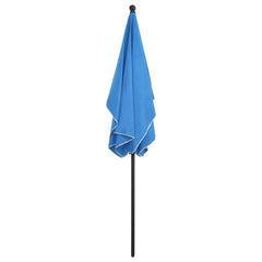 Azure blue tilting patio umbrella with a sturdy steel pole and UV-protective canopy.
