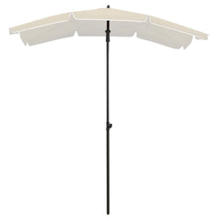 Beige Bostome sand garden parasol with tilting black pole, 78.7x51.2 inches.