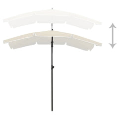 Bostome sand garden parasol with tilting black pole and beige canopy measuring 78.7 by 51.2 inches